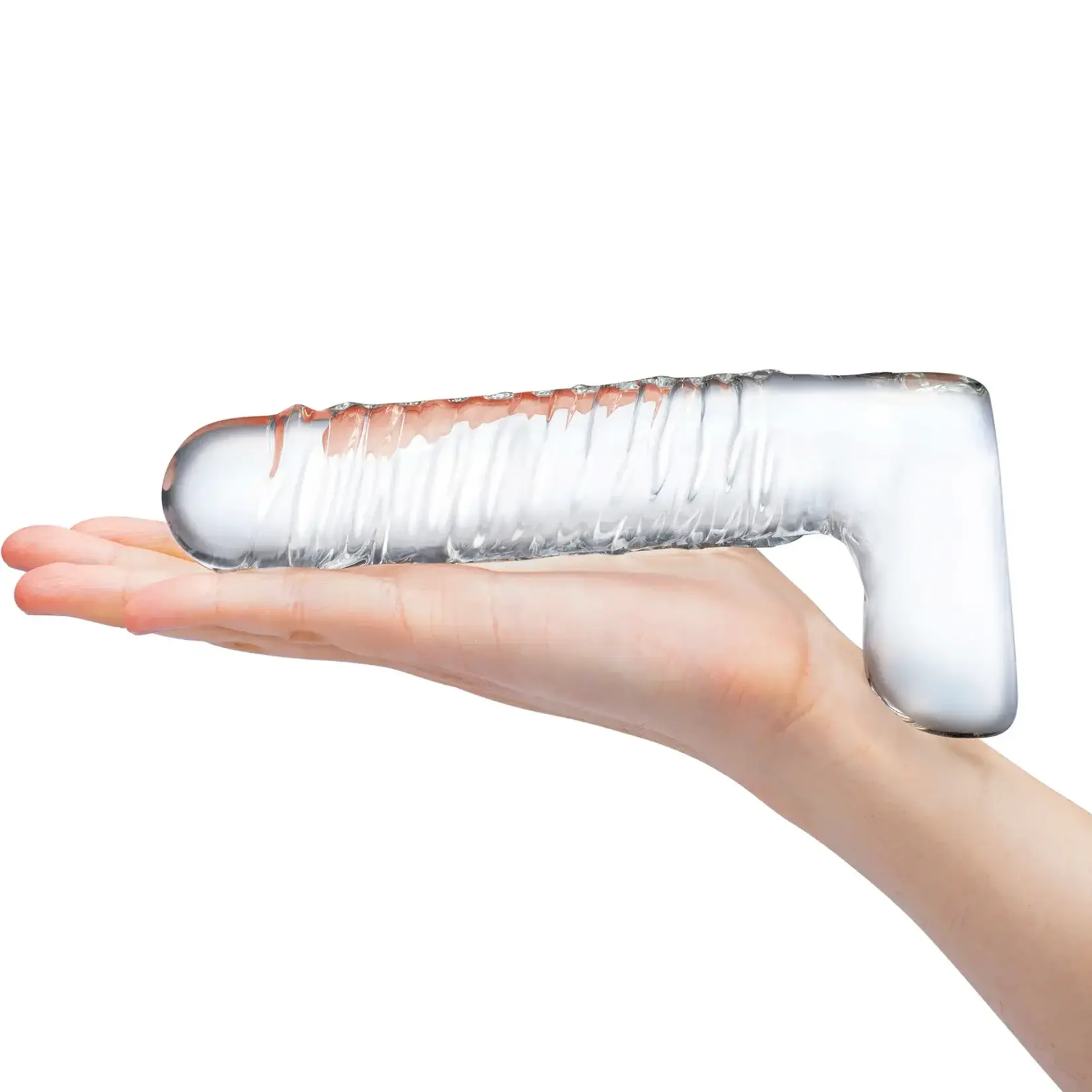Gläs Gläs 8" Ribbed Glass G-Spot Dildo with Balls