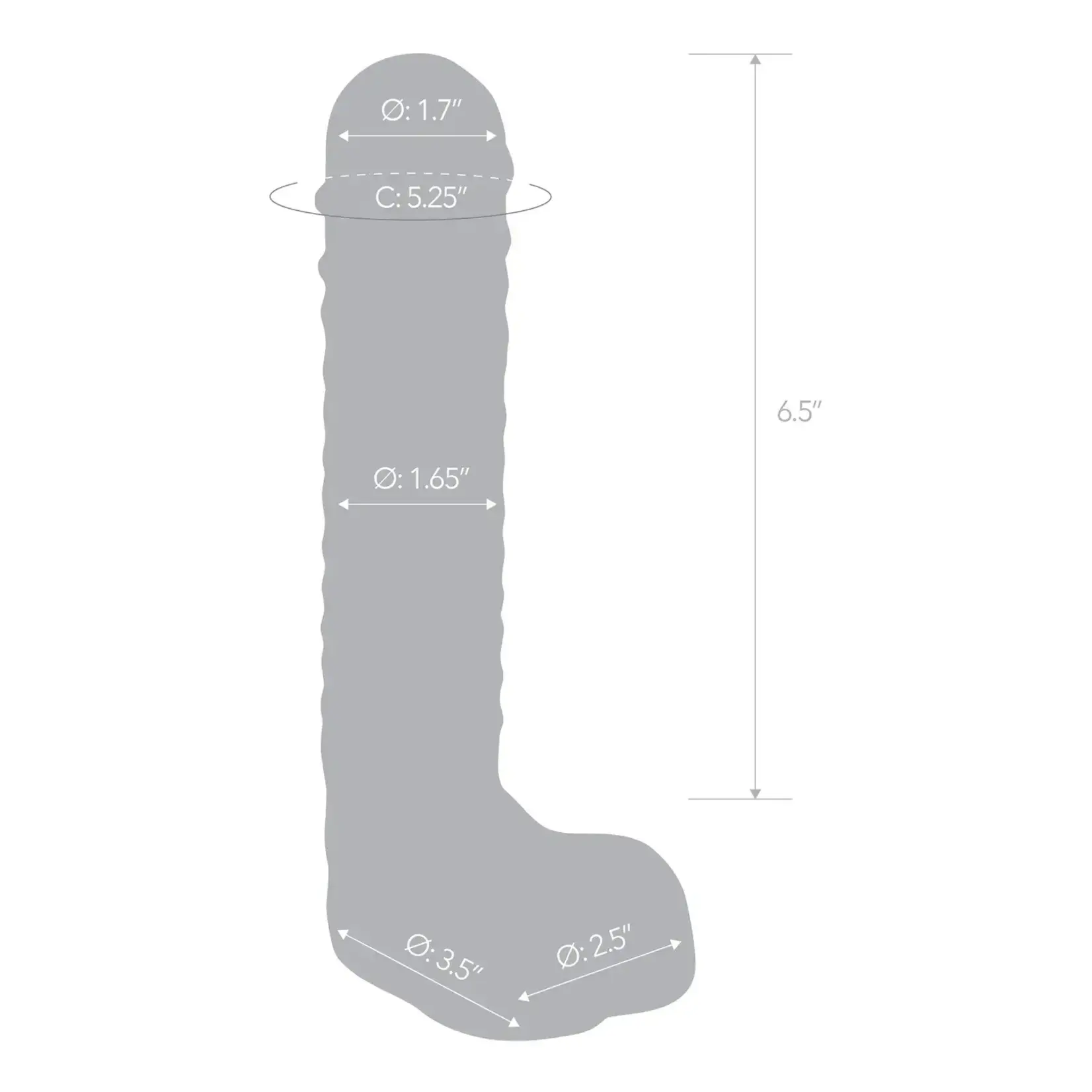 Gläs Gläs 8" Ribbed Glass G-Spot Dildo with Balls