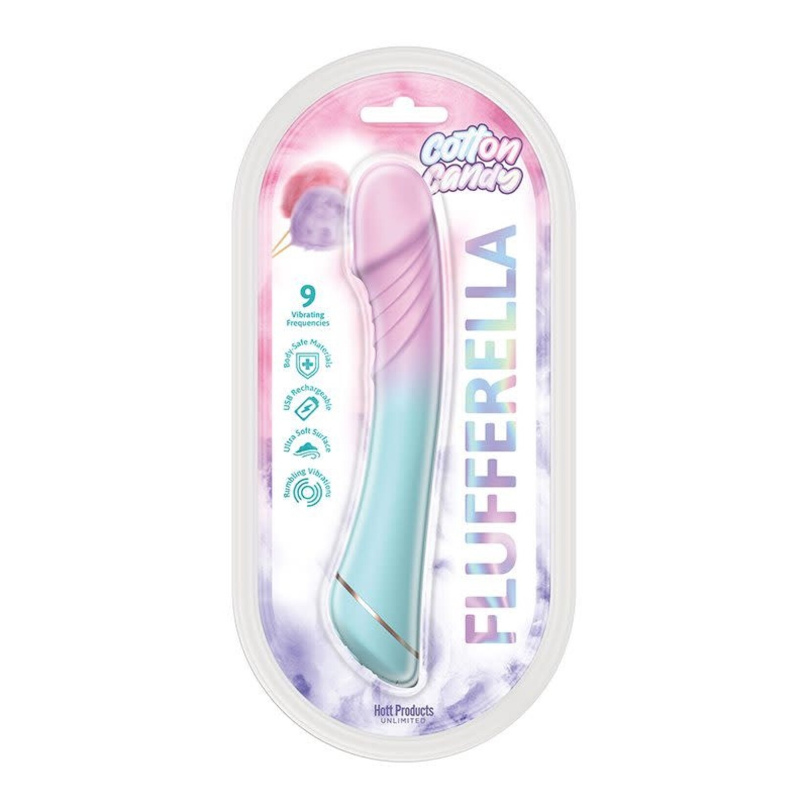 Hott Products Cotton Candy Flufferella Rechargeable Silicone Vibrator
