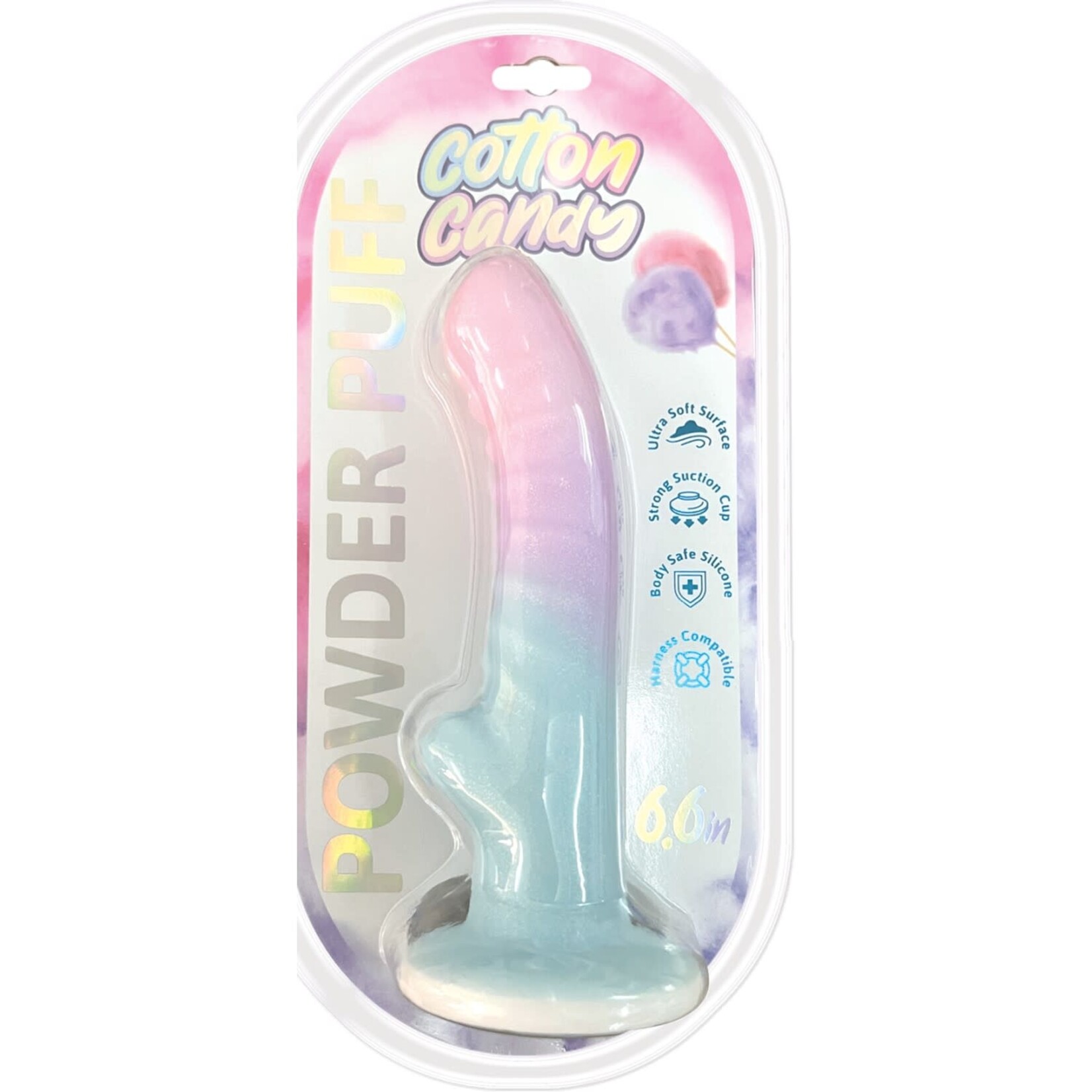Hott Products Cotton Candy Powder Puff 6.6" Silicone Dildo