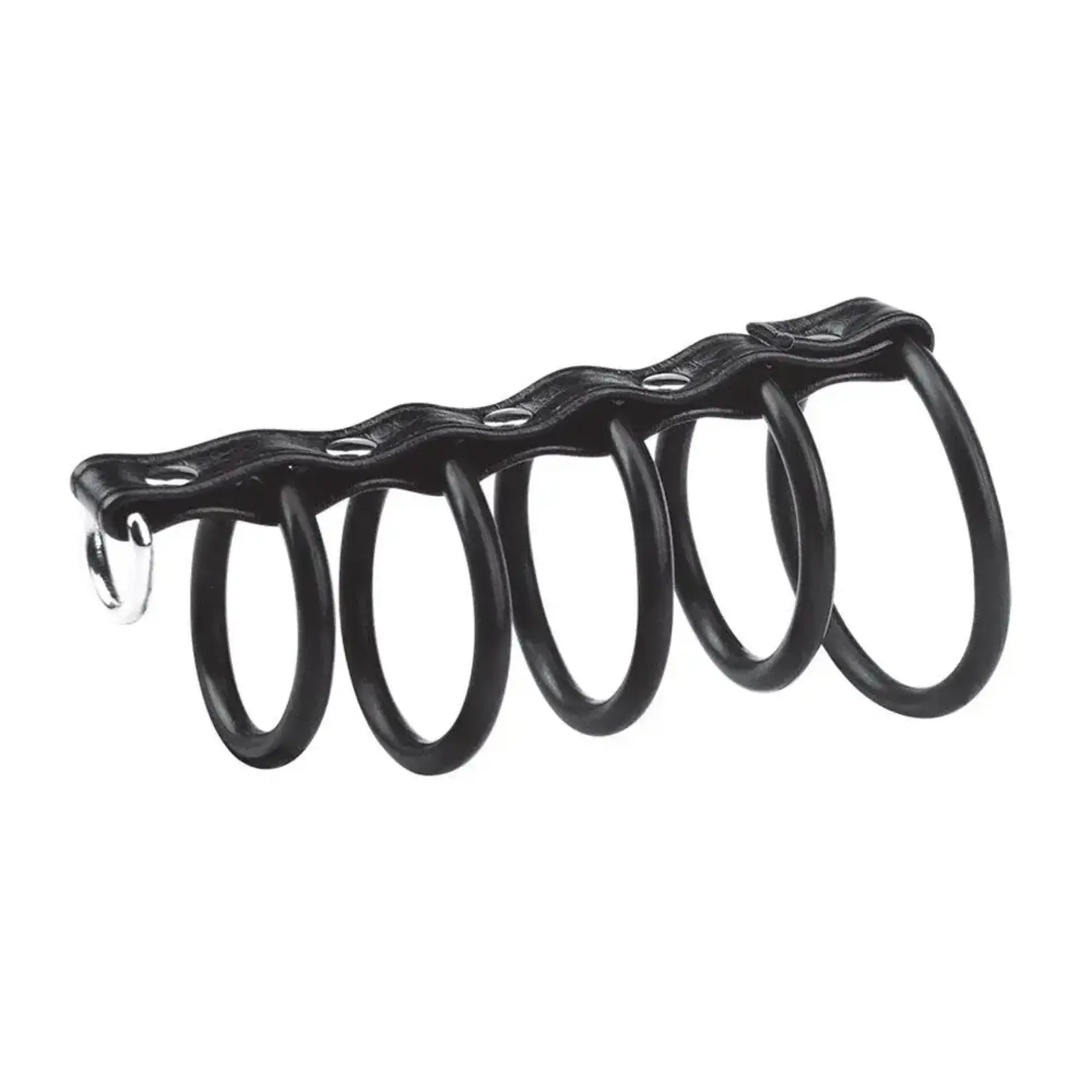 Blue Line Men C&B Gear 5 Ring Rubber Gates of Hell Cock Cage with Lead