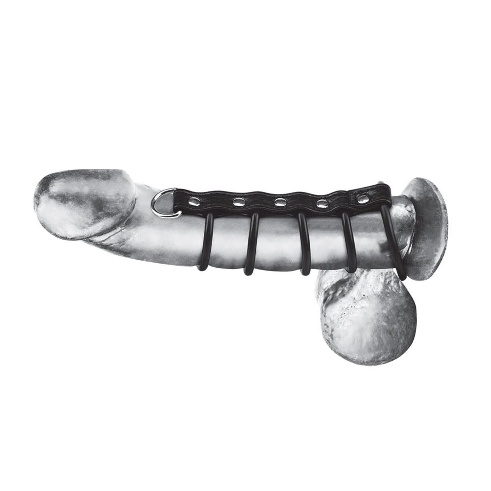 Blue Line Men C&B Gear 5 Ring Rubber Gates of Hell Cock Cage with Lead