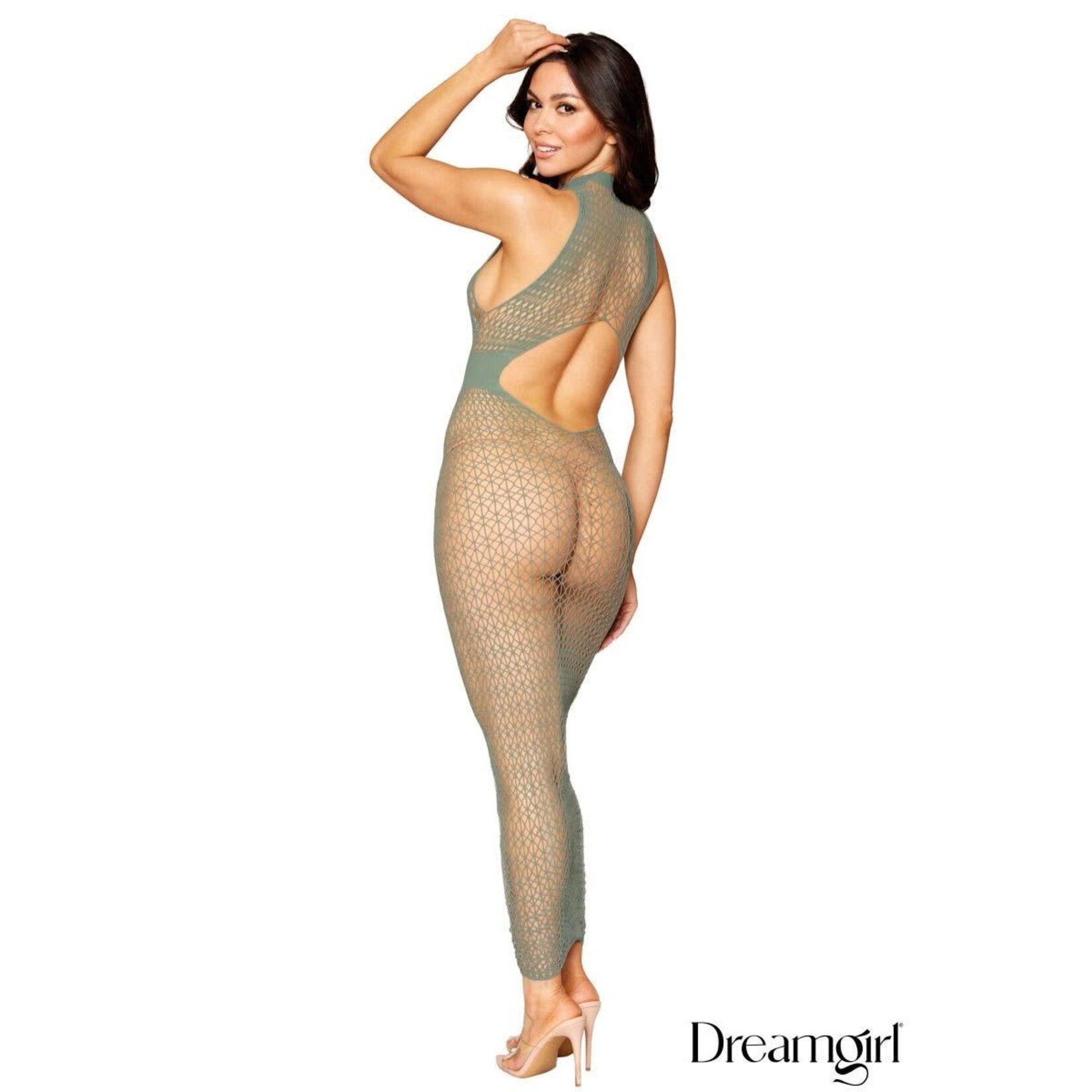 Dreamgirl Dreamgirl Sage Geometric Net Gown OS
