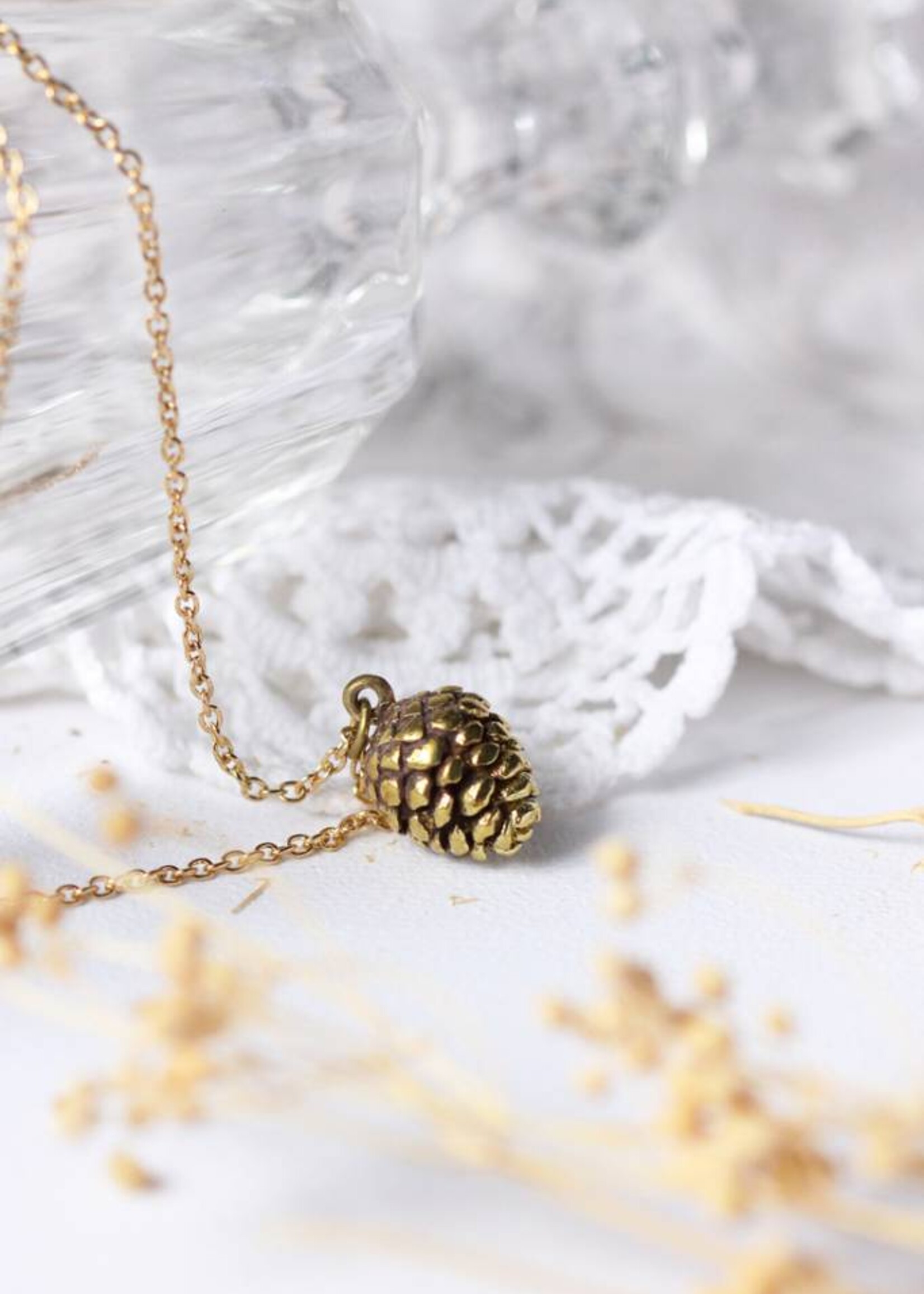 Defy (DT) Brass Small Pinecone Necklace