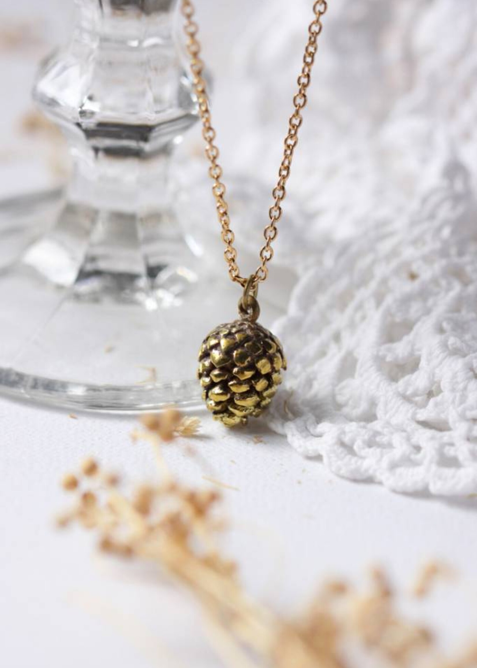 Defy (DT) Brass Small Pinecone Necklace