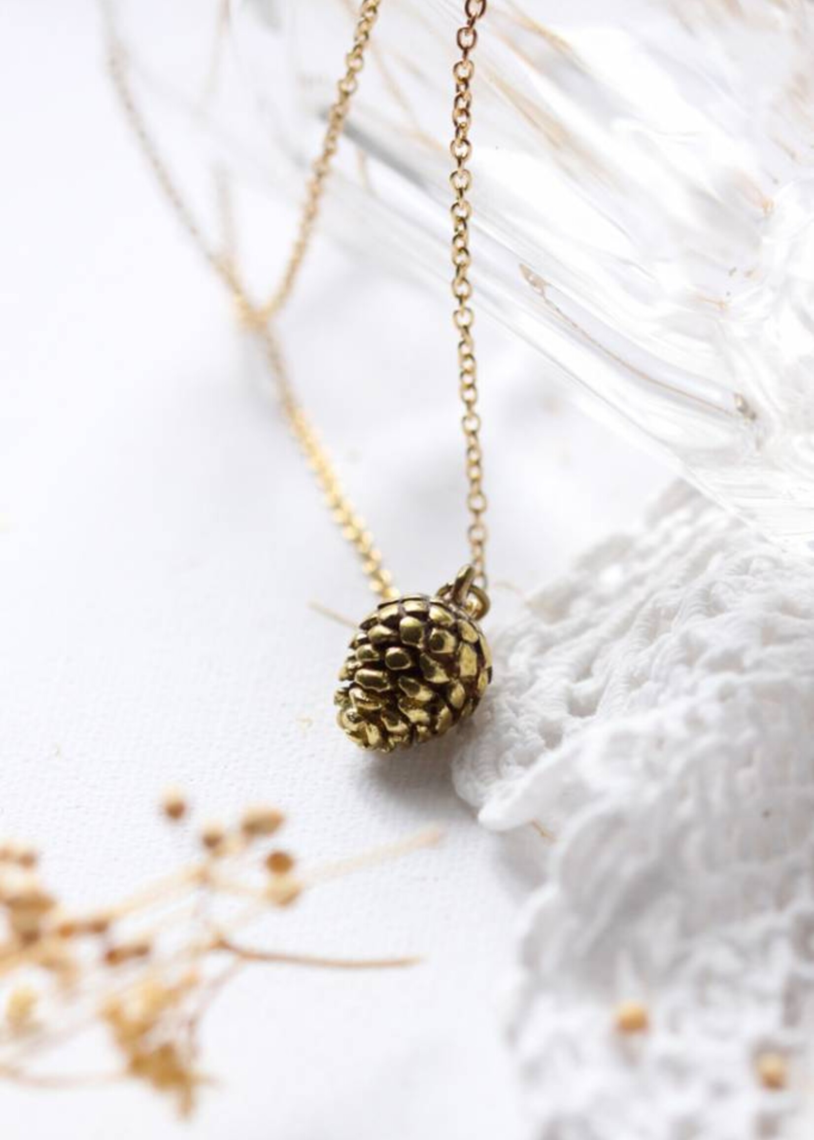 Defy (DT) Brass Small Pinecone Necklace