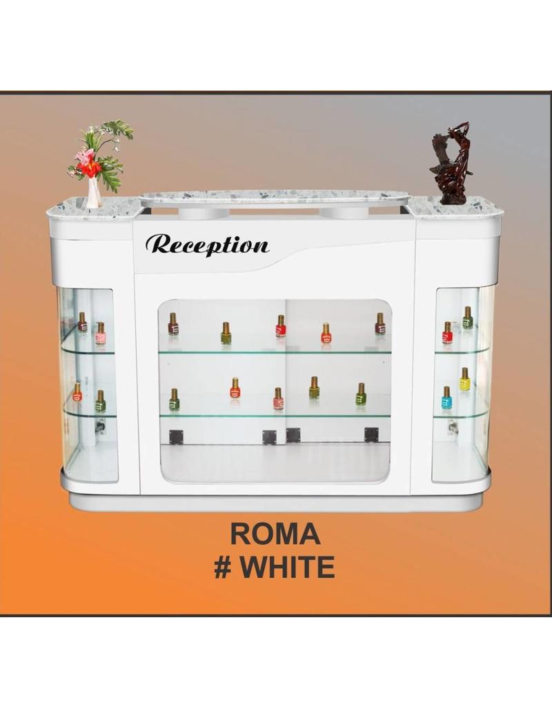 Reception Desk Roma White Silver Jessica Nail Beauty Supply Ltd