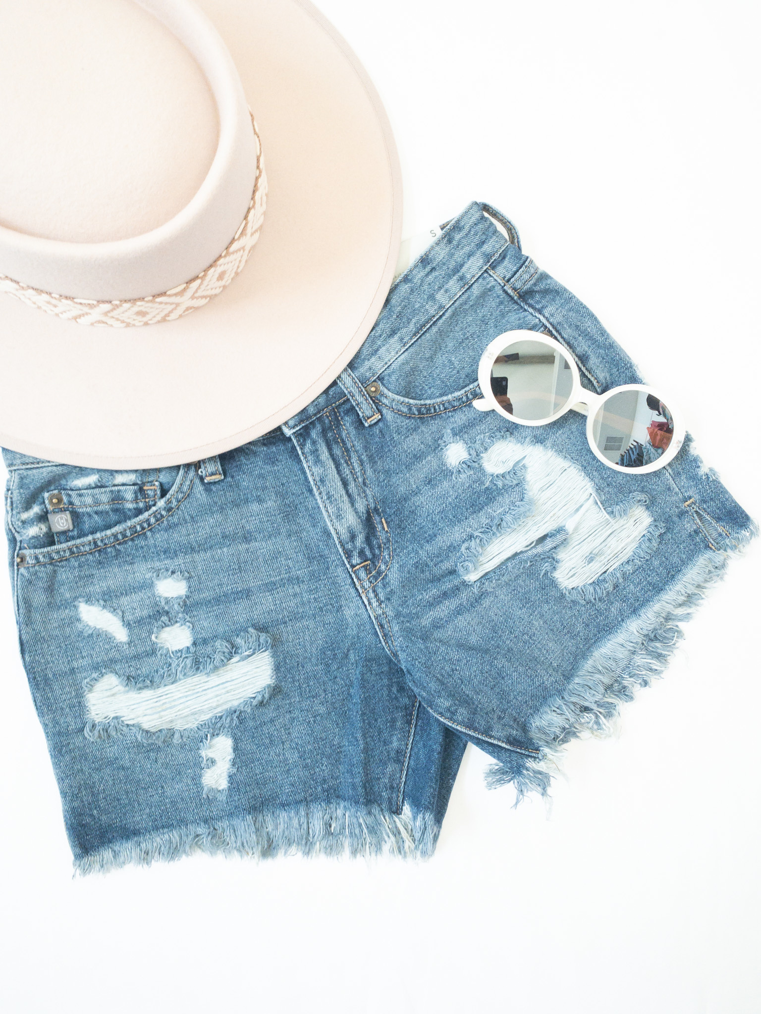 side slit denim shorts