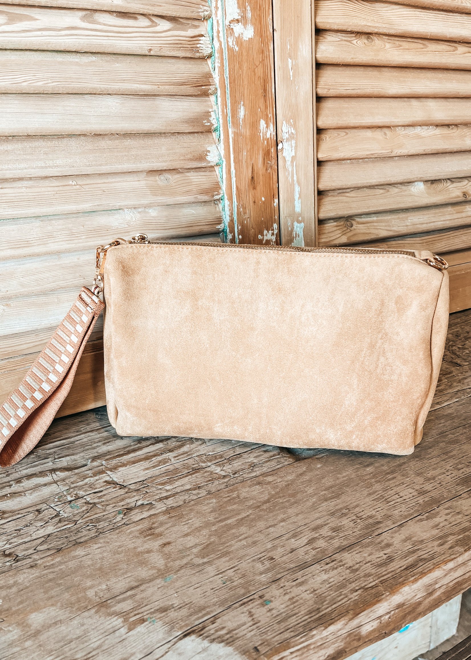 suede wristlet