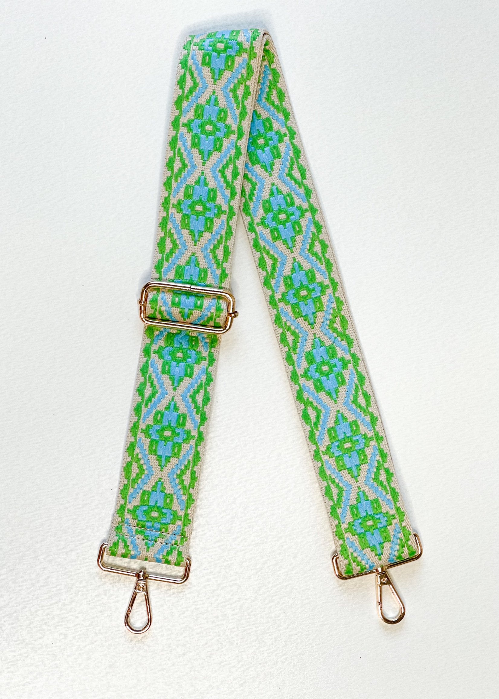 hula sue medalion strap - kelly & turquoise