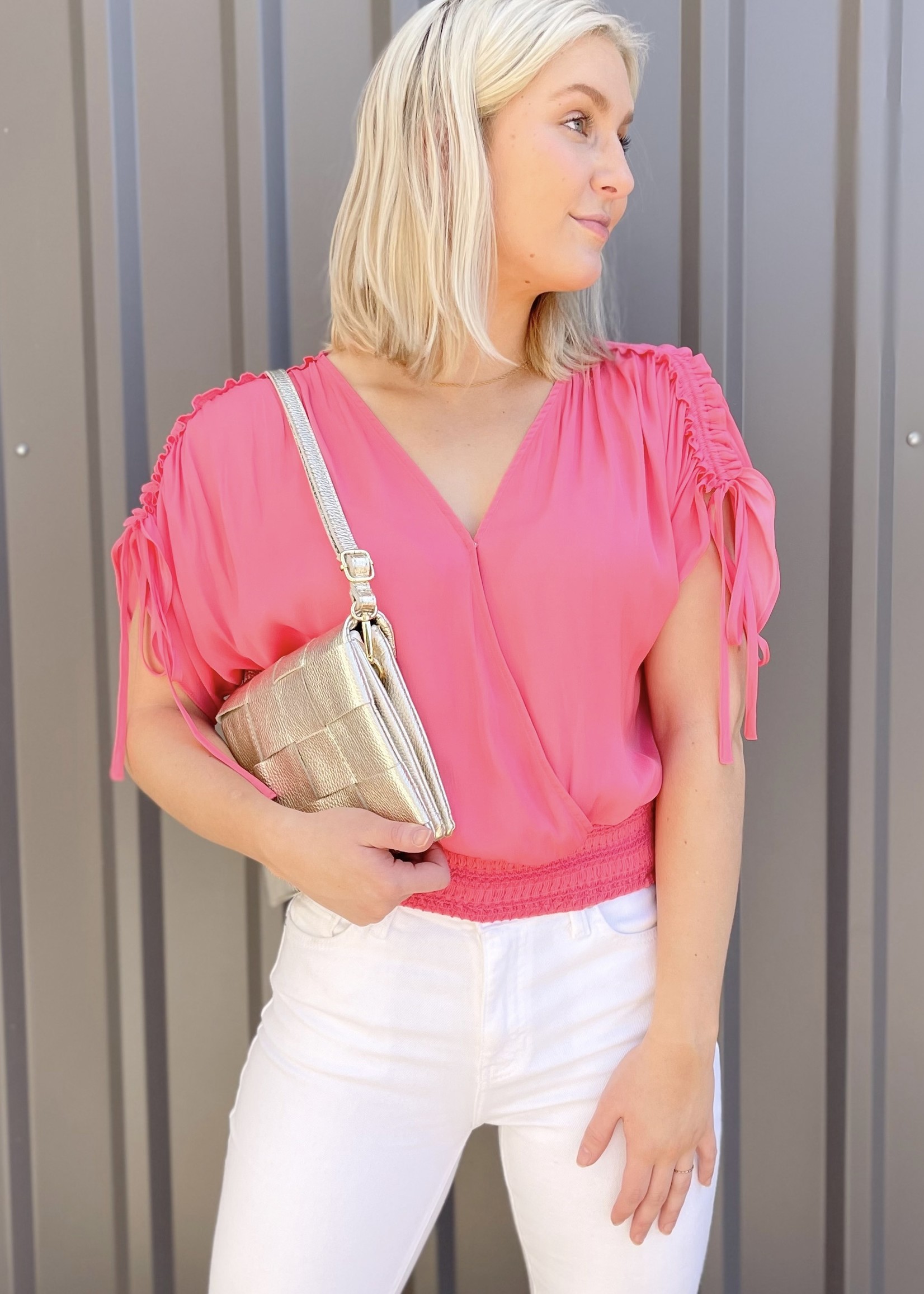 hula sue carmen gathered sleeve top