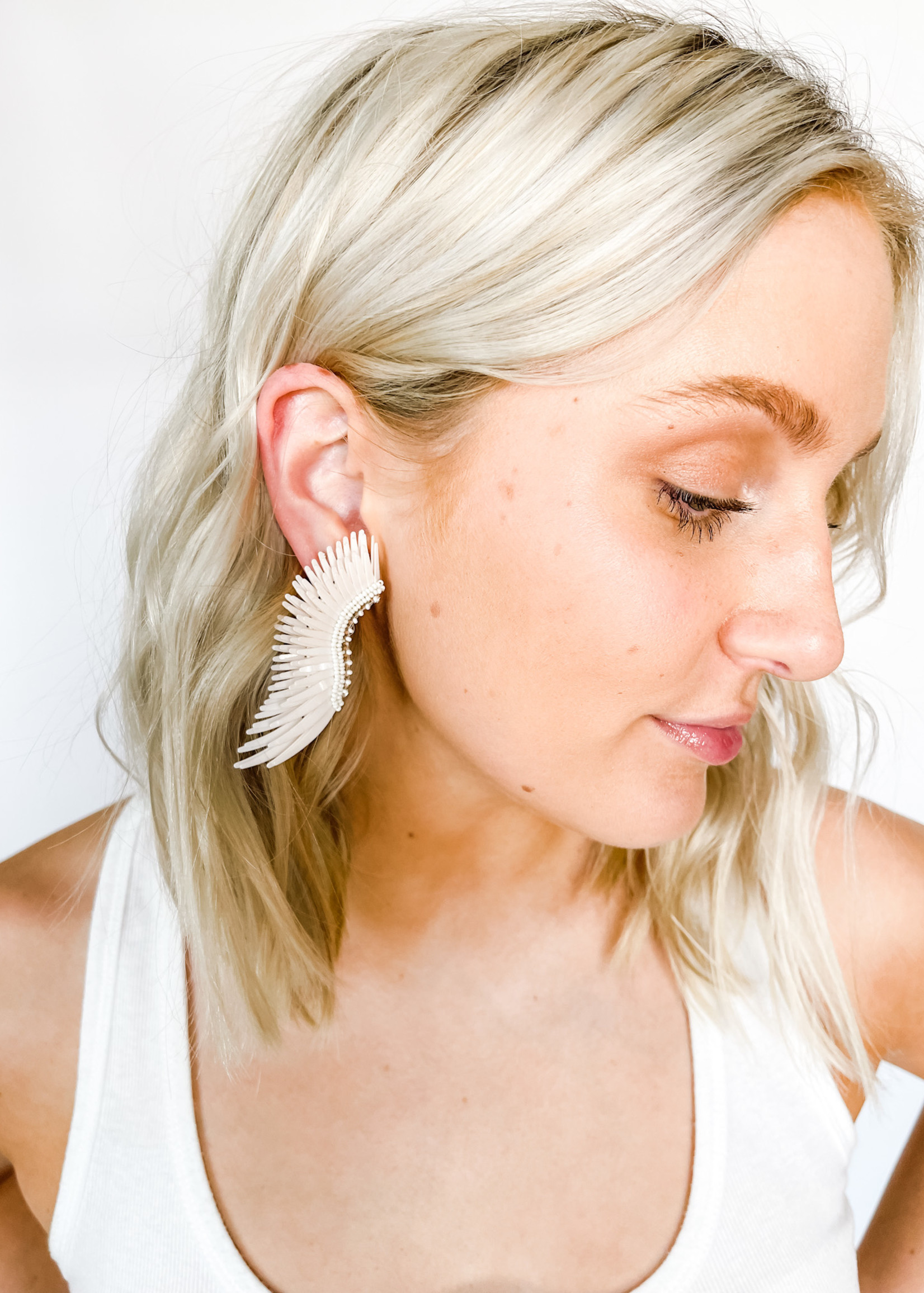 hula sue midi madeline earrings - white