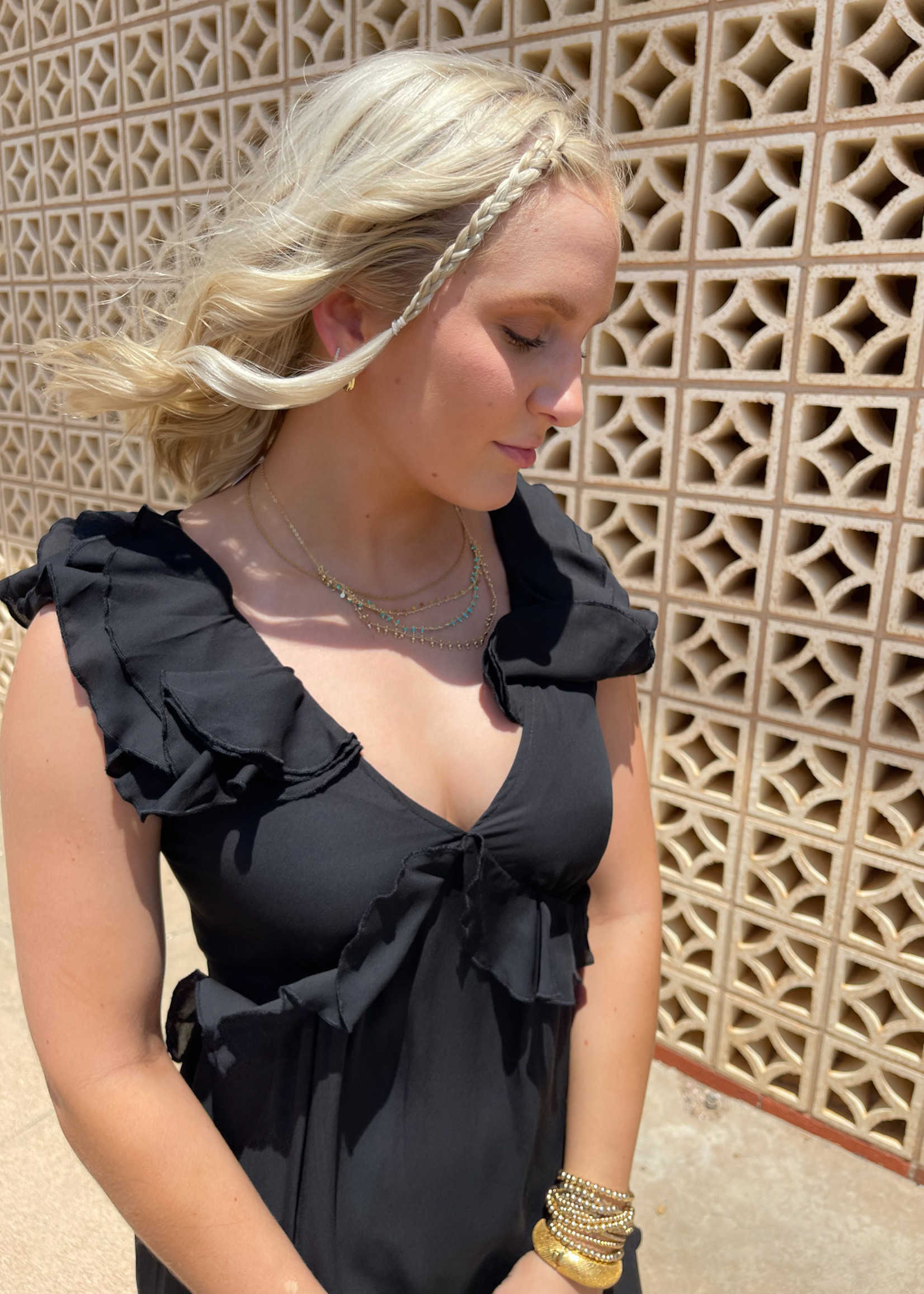 hula sue rosie sleeveless ruffled dress