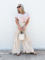 hula sue kaya ruffle wide leg pants - oat