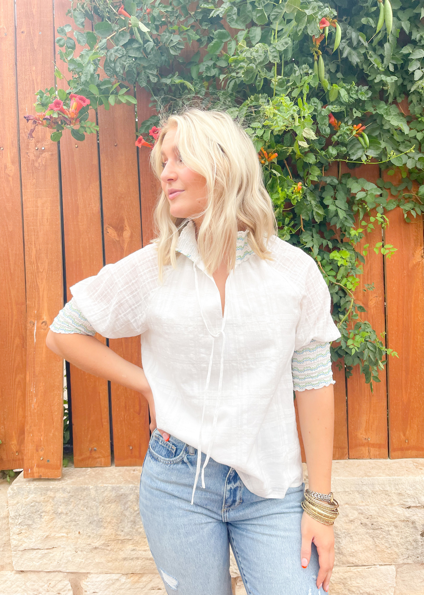 hula sue lomandra top - white