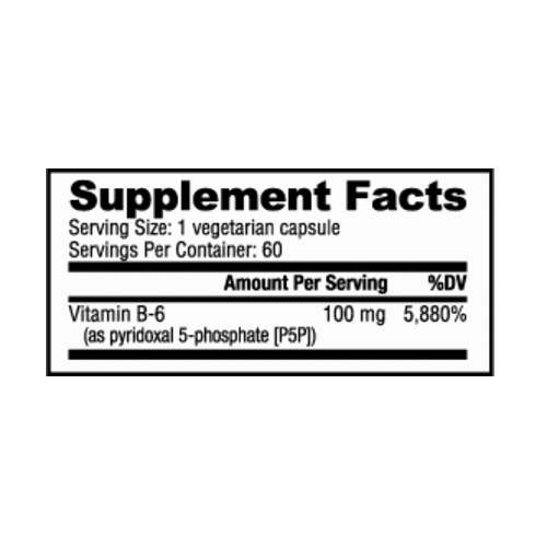 Nutrabio Vitamin B-6 P5P (100mg) 60 Vegetable Capsules