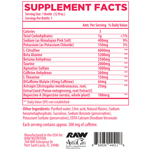 Raw Nutrition Thavage Pre-Workout RTD - Strawberry Mango