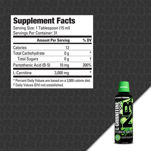 Nutrabio Nutrabio LeanShots L-Carnitine (3000mg) - Green Apple