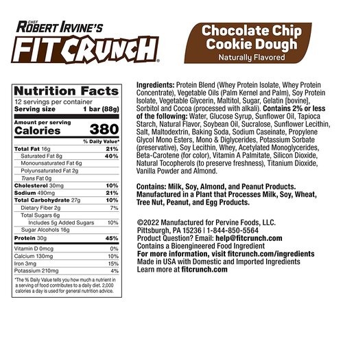 Robert Irvine Fit Crunch Bar - Chocolate Chip Cookie Dough