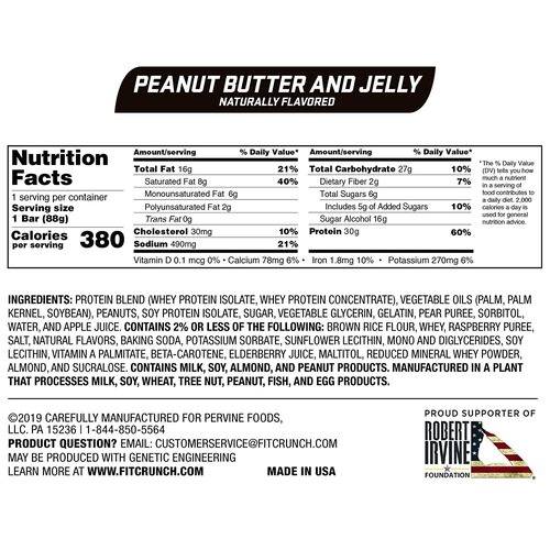 Robert Irvine Fit Crunch Bar - Peanut Butter and Jelly