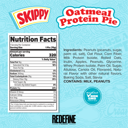 Redefine Foods Oatmeal Protein Pie - Skippy Peanut Butter