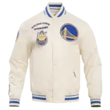 Pro Standard PS GS Warriors Retro Classic Rib Satin Jacket Eggshell/RB
