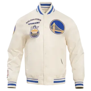 Pro Standard PS GS Warriors Retro Classic Rib Satin Jacket Eggshell/RB