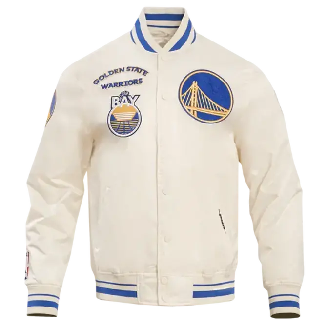 Pro Standard PS GS Warriors Retro Classic Rib Satin Jacket Eggshell/RB