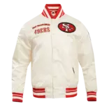 Pro Standard PS SF 49ers Retro Classic Rib Satin Jacket Eggshell/Red