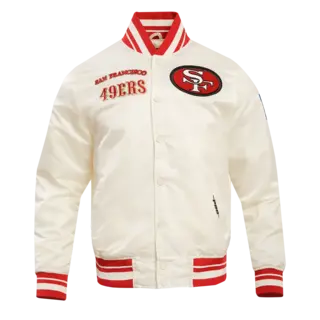Pro Standard PS SF 49ers Retro Classic Rib Satin Jacket Eggshell/Red