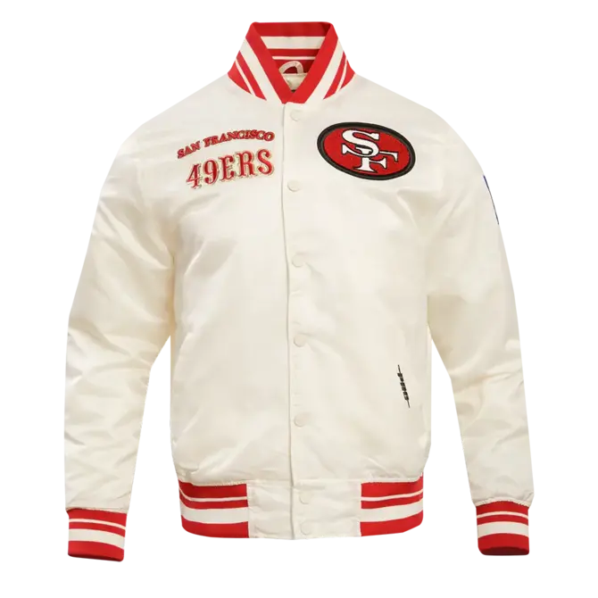 Pro Standard PS SF 49ers Retro Classic Rib Satin Jacket Eggshell/Red