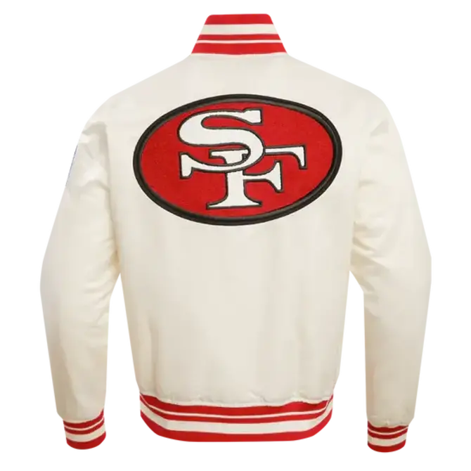 Pro Standard PS SF 49ers Retro Classic Rib Satin Jacket Eggshell/Red
