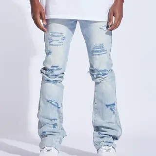 Crysp Crysp Arch Flare Denim Light Distress