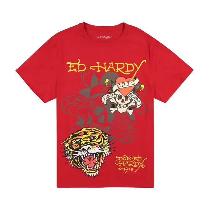 Ed Hardy Ed Hardy Tiger Skull Tee Red