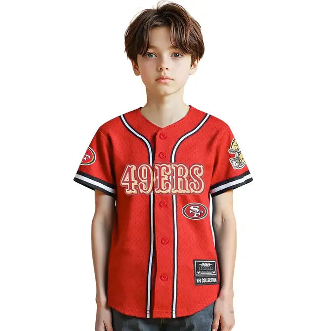 Pro Standard PS SF 49ers Classic Mesh Buttondown Shirt Red/Black