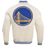 Pro Standard PS GS Warriors Retro Classic Rib Satin Jacket Eggshell/RB