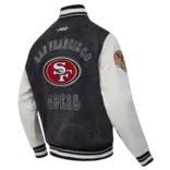 Pro Standard PS SF 49ers Rebel Athletics Denim Varsity Jacket Black/Eggshell