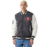 Pro Standard PS SF 49ers Rebel Athletics Denim Varsity Jacket Black/Eggshell