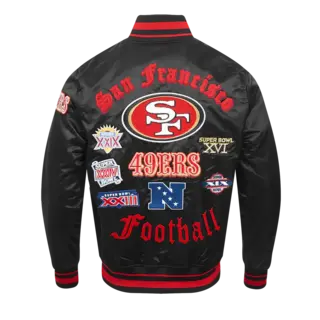 Pro Standard PS SF 49ers Old English Rib Satin Jacket Blk/Red/Blk