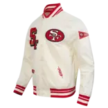 Pro Standard PS SF 49ers Best Of Rib Satin Jacket Eggshell/Red