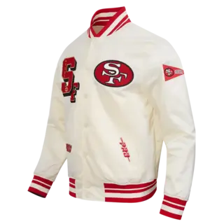 Pro Standard PS SF 49ers Best Of Rib Satin Jacket Eggshell/Red