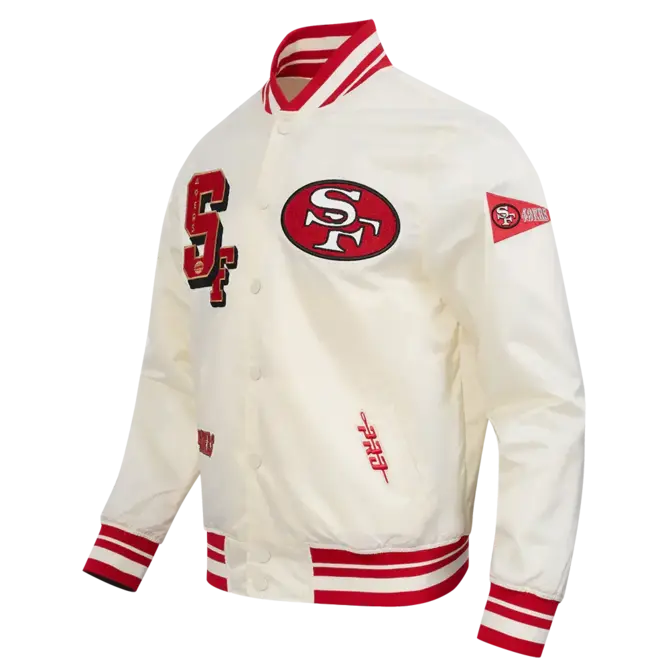 Pro Standard PS SF 49ers Best Of Rib Satin Jacket Eggshell/Red