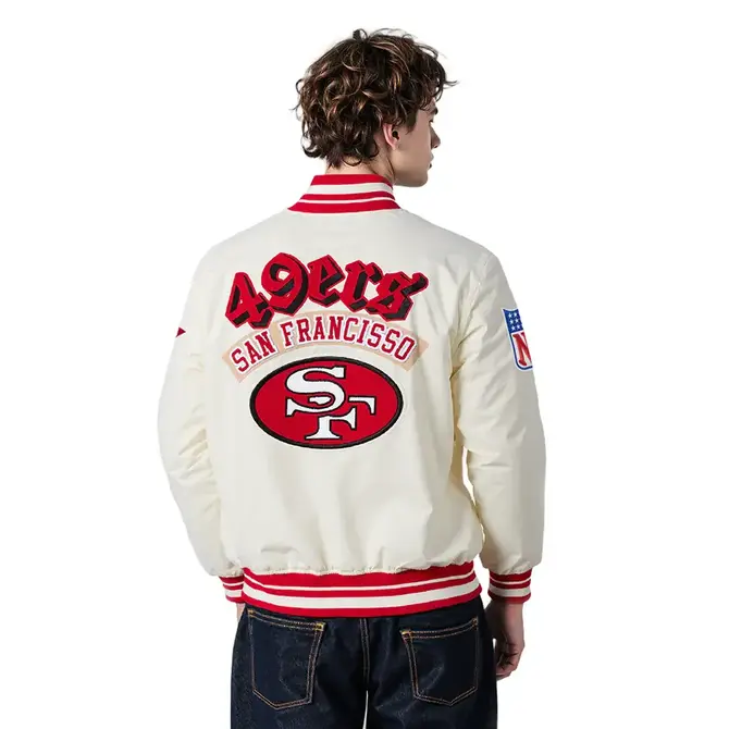 Pro Standard PS SF 49ers Best Of Rib Satin Jacket Eggshell/Red