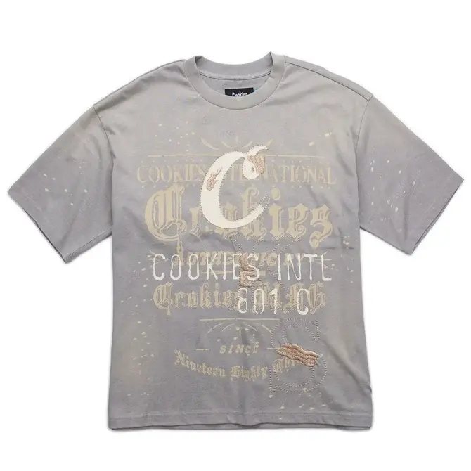 Cookies Gold Rush Distressed and Splattered OS SS Knit Grey