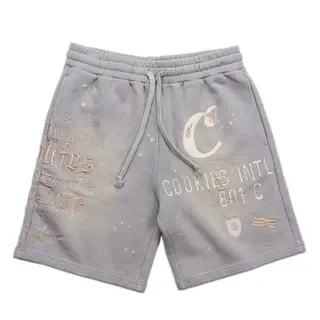 Cookies Cookies Gold Rush Distresed and Splattered Sweatshort Grey