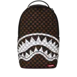Sprayground Sprayground Brown and Cream Drip Check Shark DLXSV Backpack