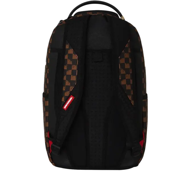 Sprayground Sprayground Brown and Cream Drip Check Shark DLXSV Backpack