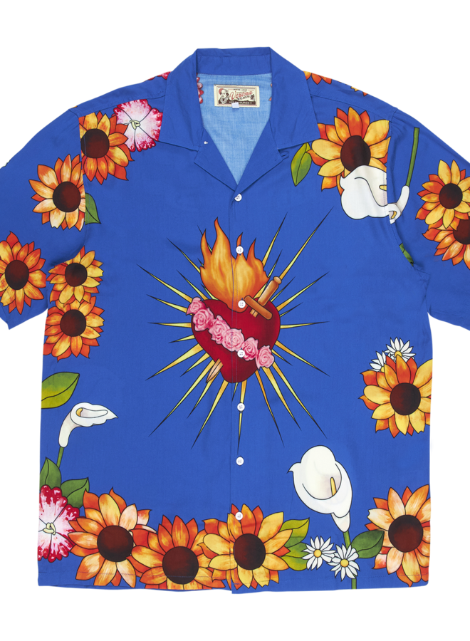 HEART BUTTON DOWN - BLUE