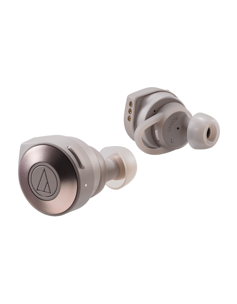 Audio-Technica - Solid Bass Wireless In-Ear Headphones (Khaki/White) ATH-CKS5TW