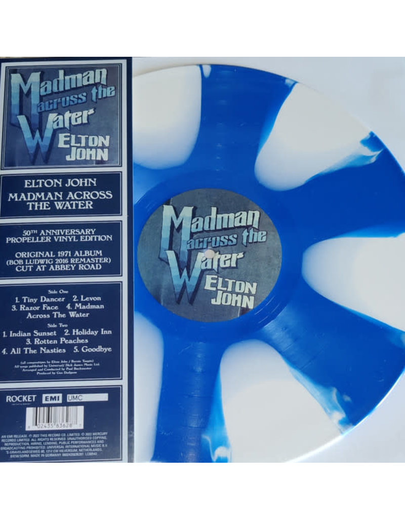 USM (LP) Elton John - Madman Across The Water (2022 Repress) 50th Ann. Blue & White Propeller Edition